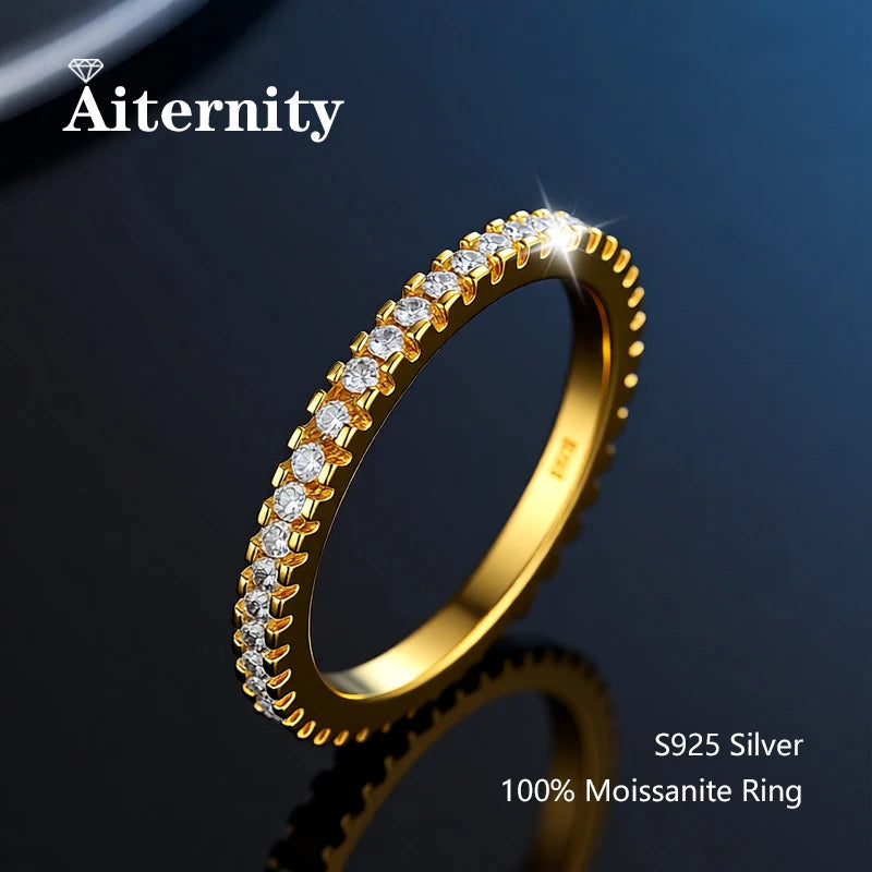 925 Sterling Silver Female Single Tail Ring100% Pass Diamond Tester Pen Moissanite Ring Matching Wedding Diamond Band for Women