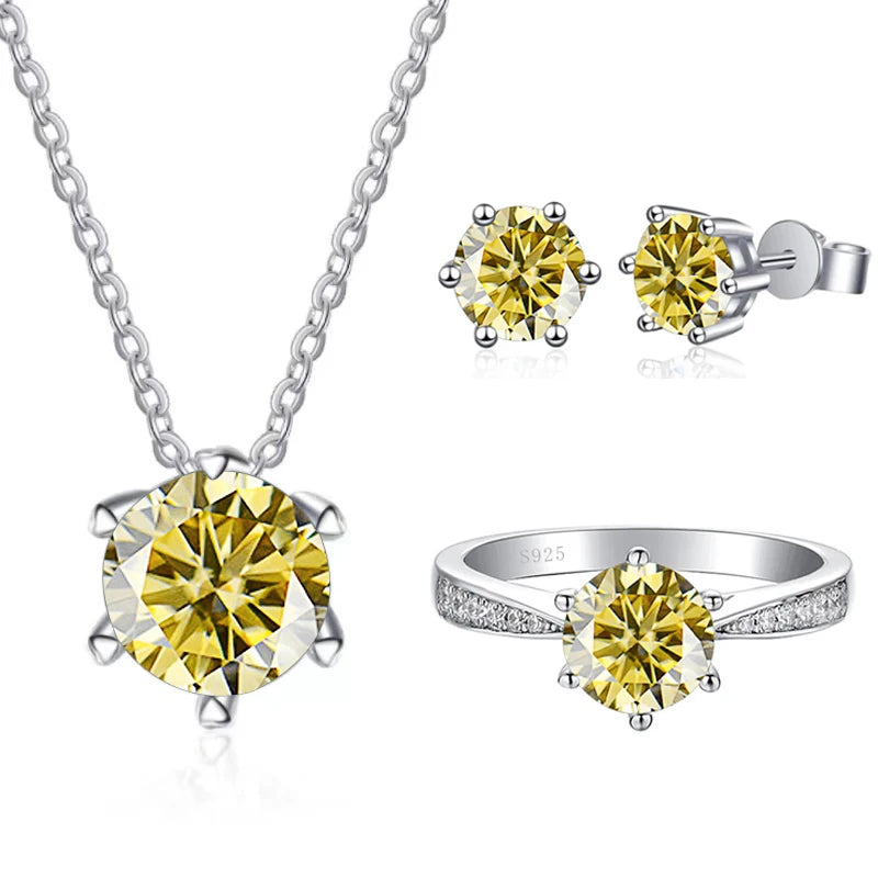JoyceJelly Moissanite Jewelry Set With 1CT D Color VVS 3EX moissanite stone pass diamond test Wedding Luxury Fine Jewelry gift