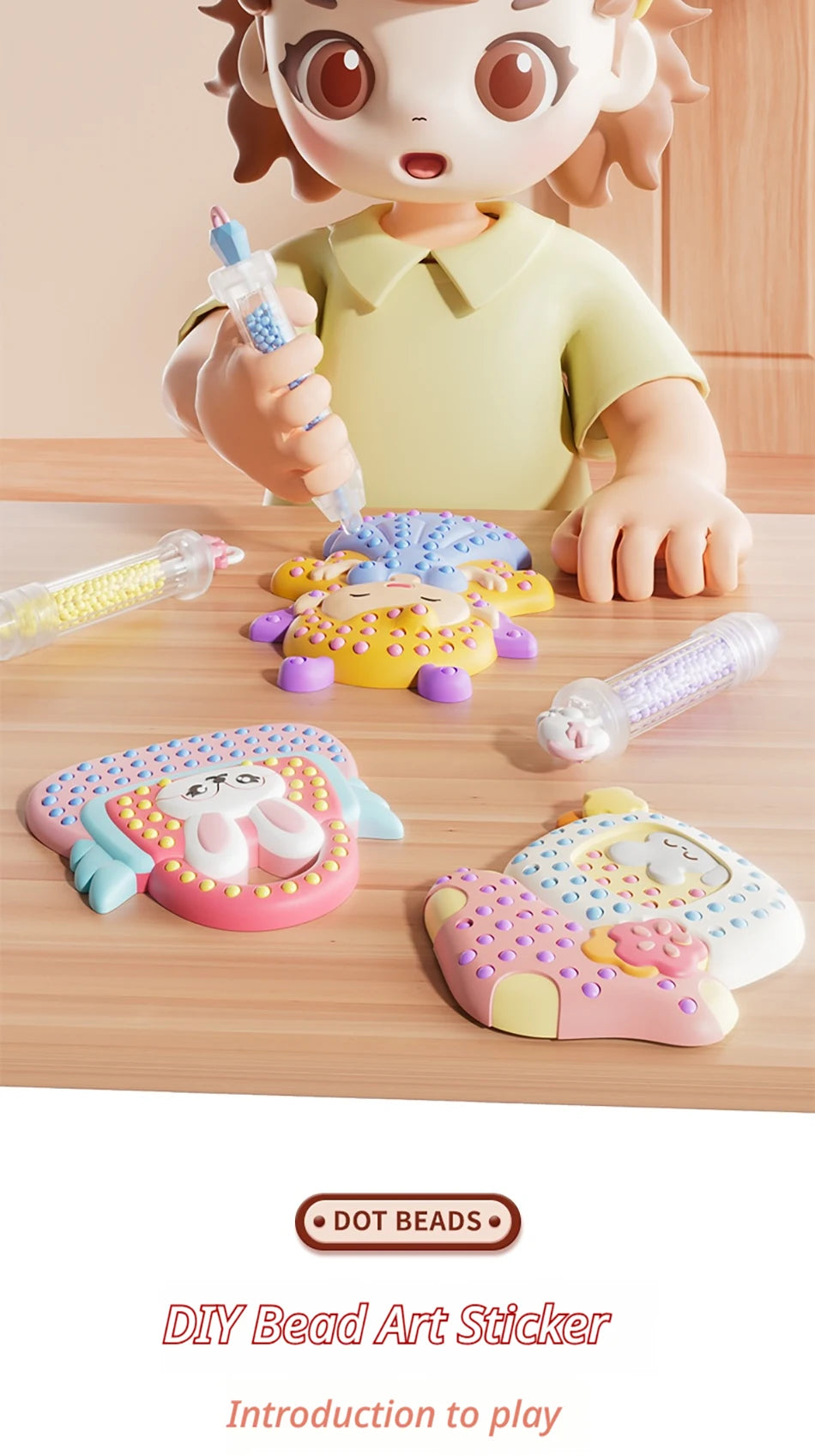 New Beads Pen Painting Handicraft Set for Kids Creative Handmade Sticker DIY Princess Rainbow Cake Keychain as a Gift for Kids