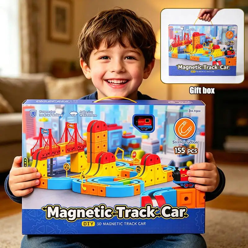 Children's Magnetic Car Track DIY Magic Railway Electric Train Toy Creative for 3 Year Boys Girls Kids Christmas Birthday Gifts