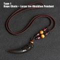 Natural Stone Black And Ice Obsidian Pendant Necklace Wolf Tooth Amulets And Talismans Couple Necklace For Women And Men