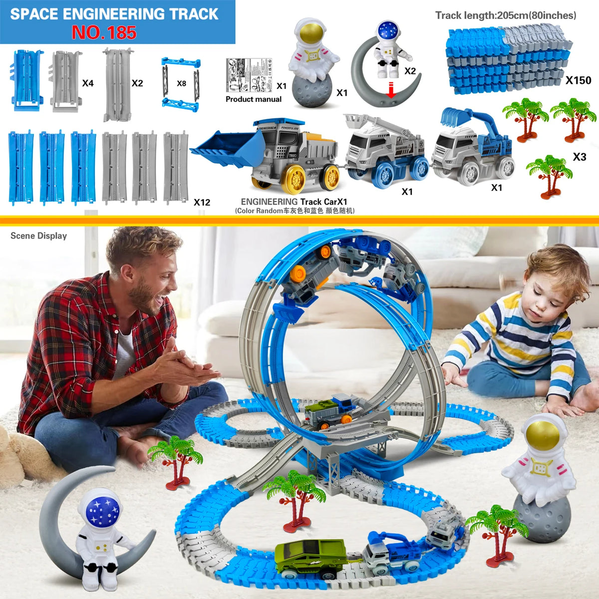 Electric Dinosaur Track Train for Kids - Magic Climbing Engineering Car Puzzle Toy Anti-Gravity Boys Gift
