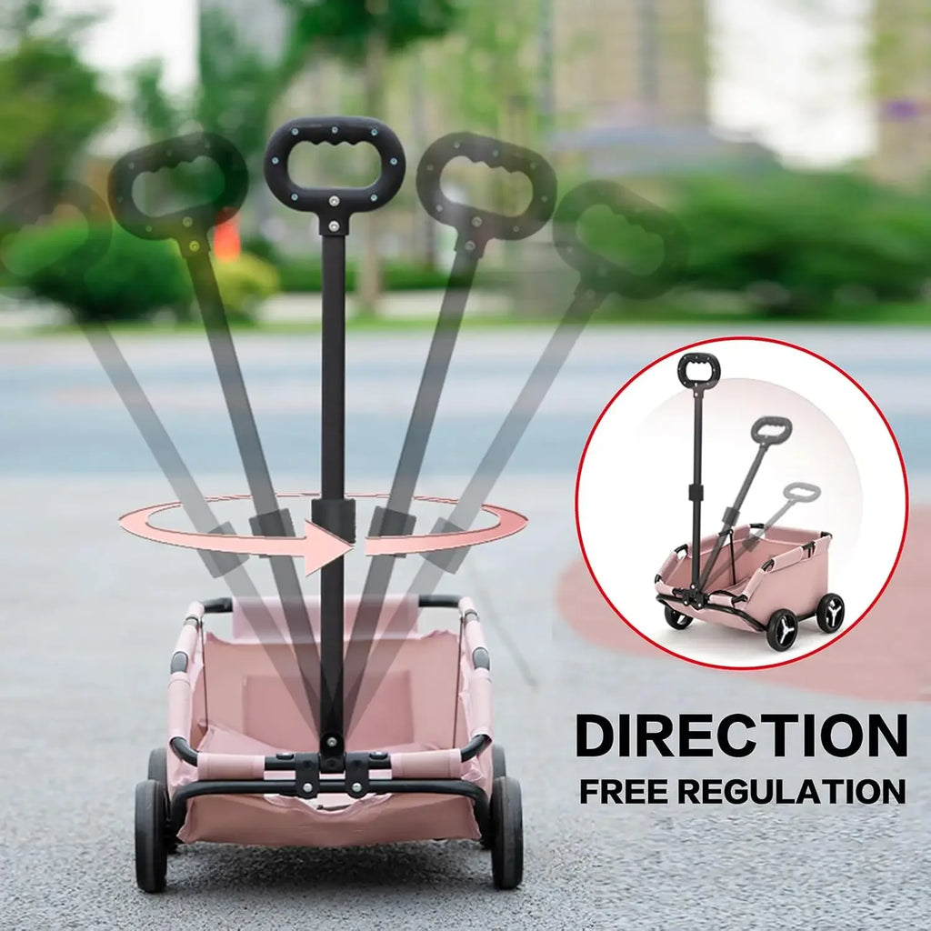 Lightweight Foldable Pet Stroller 4 Wheels Small Dog Handcart Comfortable Handlebars Foldable Dog Stroller for Small Cats & Dogs