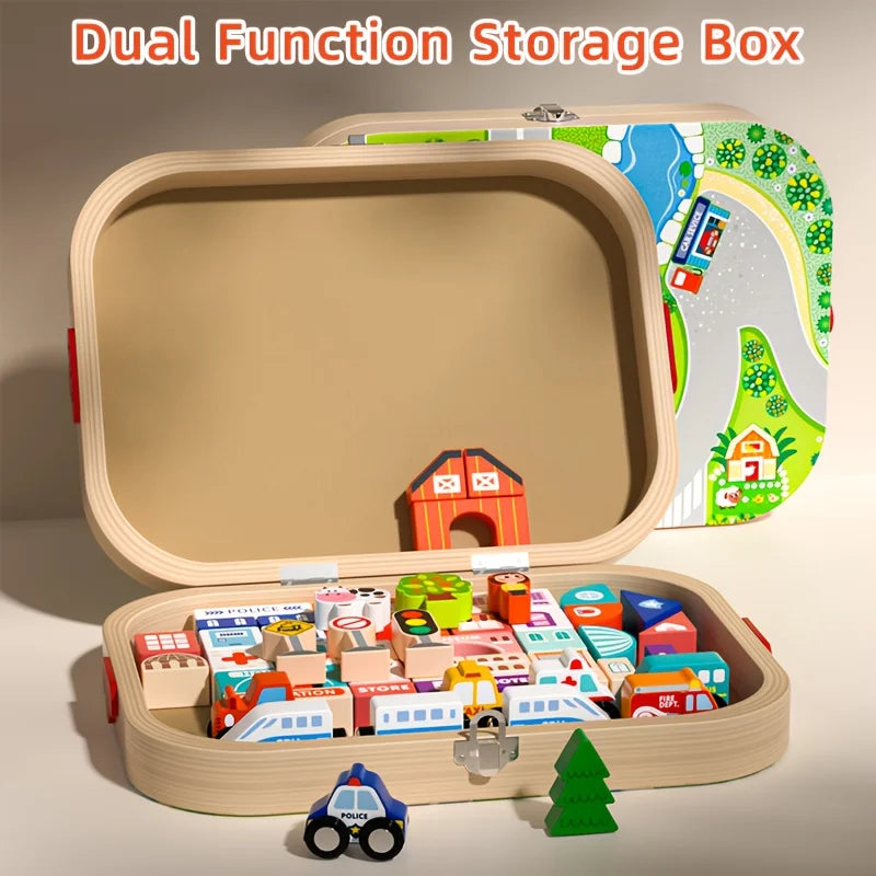 Wooden Building Blocks Set City Construction Stacker Stacking Preschool Learning Educational Toys Toddler Toys Boy Girl Gifts
