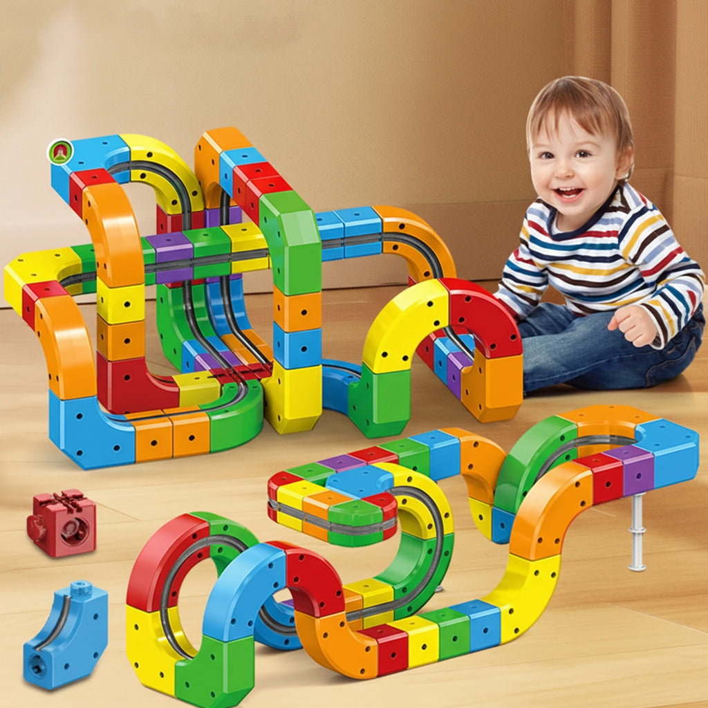 Electric Magnetic Track Set with Anti-Gravity Vehicles 100+ Pieces STEM Building Toys DIY Railway Toy Gift Box For Kids Gift