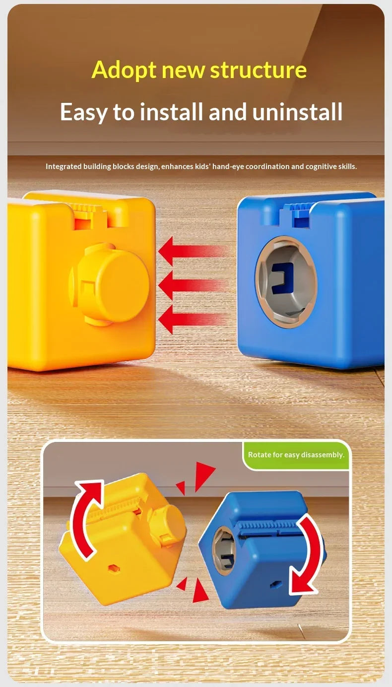 3D Building Track Car Set DIY Buildable Race Track Magnetic Lock Building Blocks, Family Interactive Educational Toy Gift