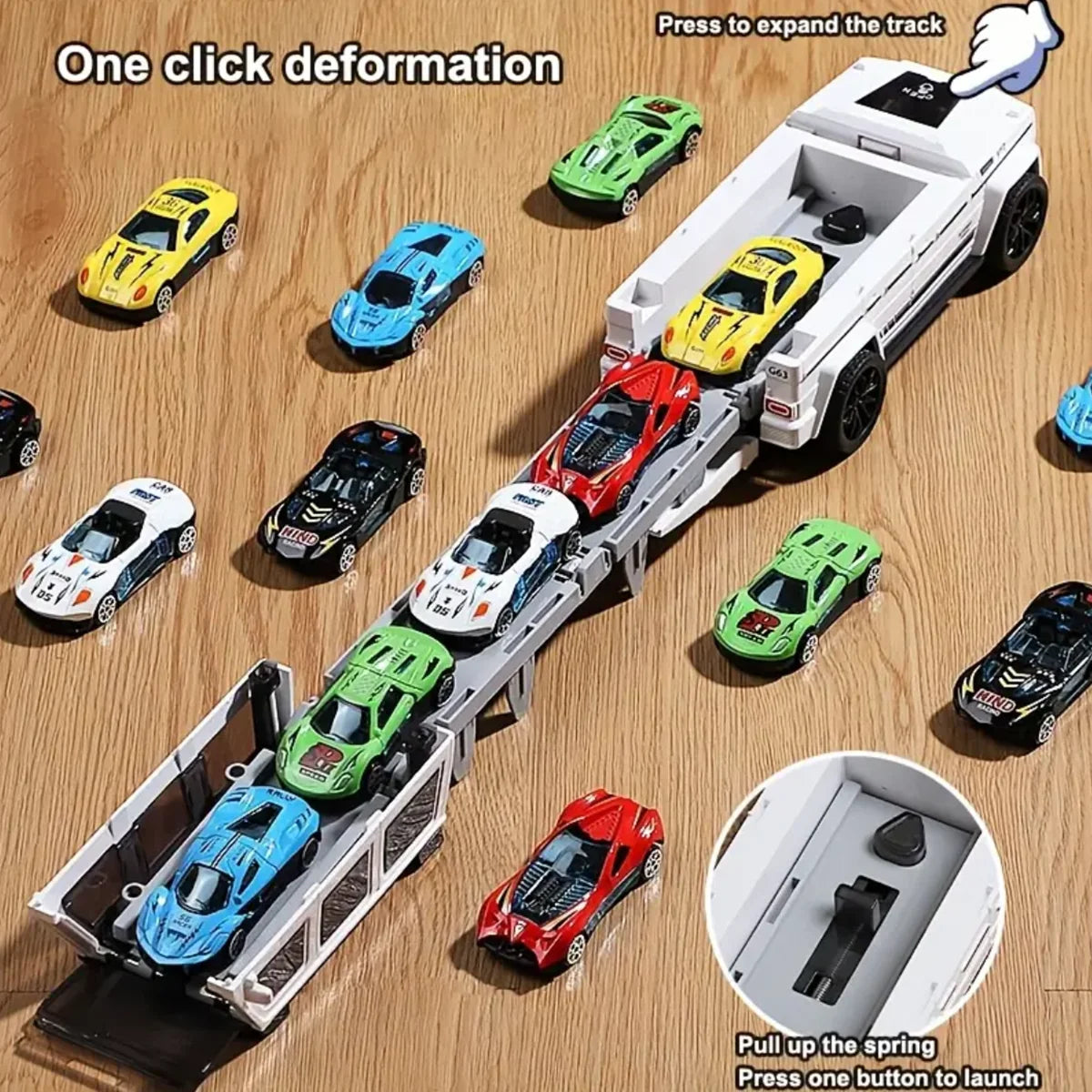3-Pack Transforming Launcher Track Toy Car Set Mini Race Cars Included (Random Styles And Colors) Interactive SUV Toy