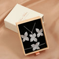 ZAKOL Luxury Micro Pave Setting Cubic Zirconia Leaf Earrings Ring Bracelet Necklace Gorgeous Dubai Jewelry Set For Dinner Party