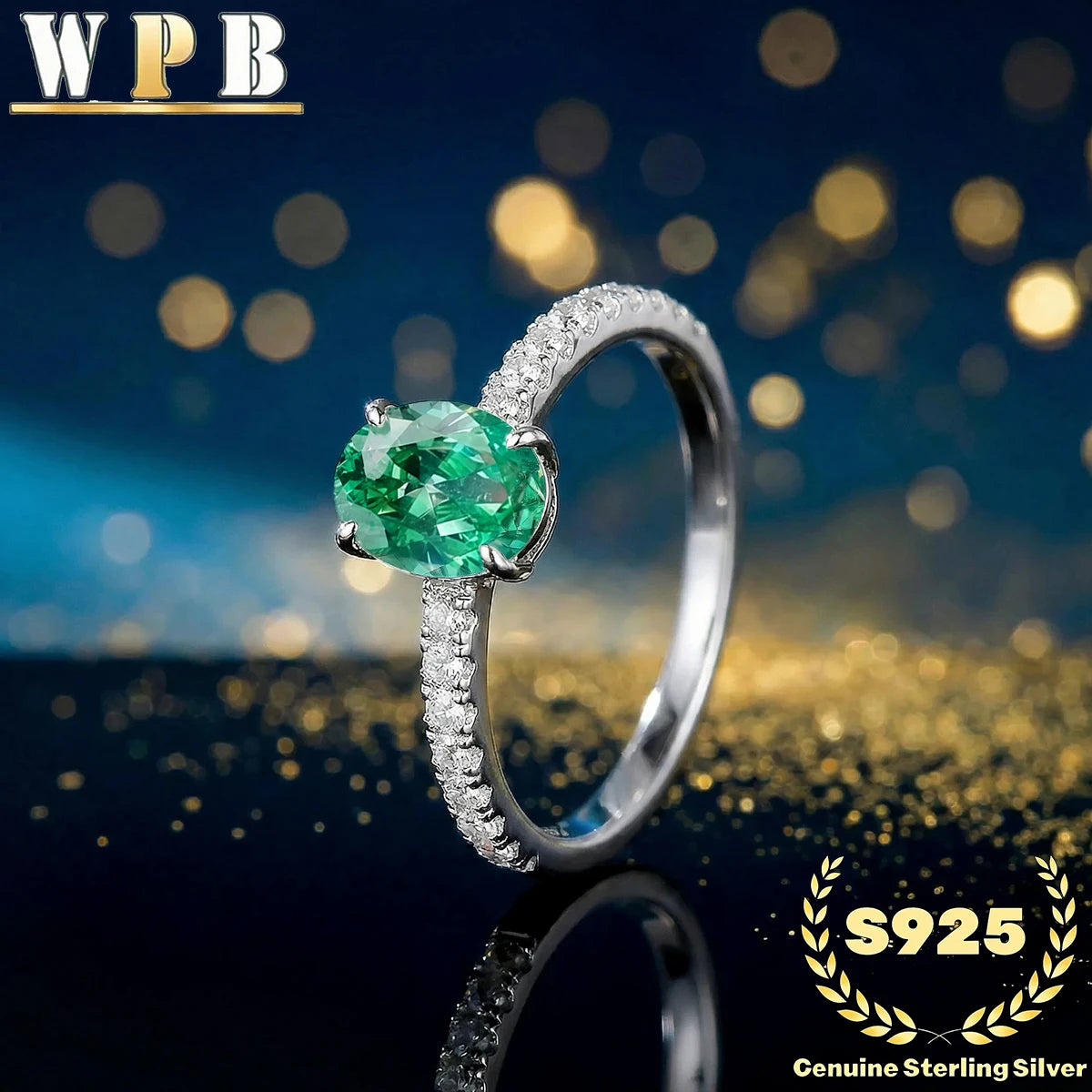 S925 Sterling Silver Ring 5x7mm Sparkling Oval Cut Paraiba Green&Blue CZ Luxury Elegant Gift for Valentine's Day and Birthday‌