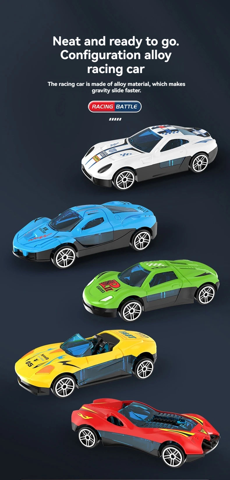 1/2/4 Tracks Mini Car Eject Toy for Boys Portable Rail Race Track Toy 4 Race Diecast Car Carrier Vehicles Set for Kids Boys Gift