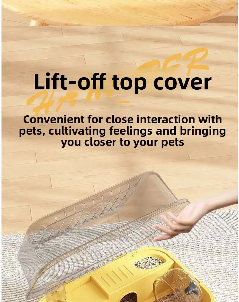 Plastic Hamster Cage, Transparent Panoramic View, Luxury Villa for Golden Hamsters, Double-Layered