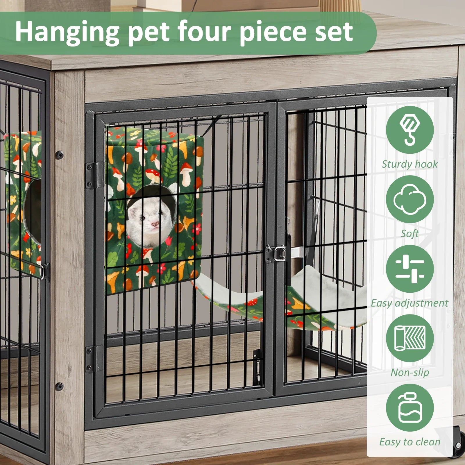 4Pcs Hamster Hammock Set Polyester Ferret Rat Hammock Set Soft Comfortable Hanging Guinea Pig Hideout Bed Small Pet Supplies