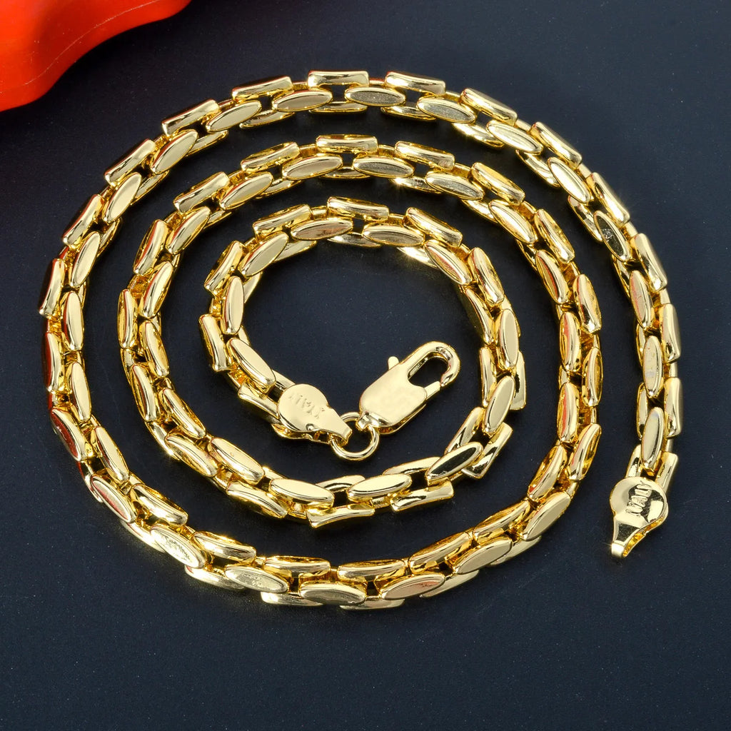 Dubai 18k Gold-Plated Hiphop Link Chain Necklace For Women Man Statement Gold Color Choker Classic Trendy Wedding Party Gifts