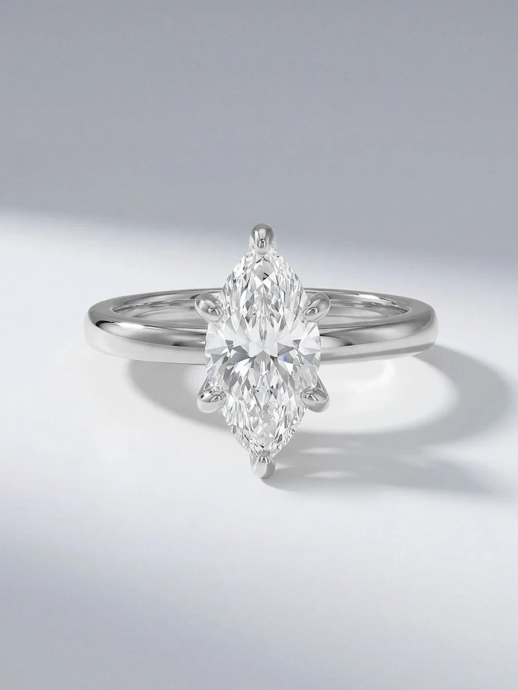 Larmor 925 Sterling Silver Classic 1-3 Carats Marquise Zircon Ring For Women Engagement Wedding Luxury High Quality Fine Jewelry