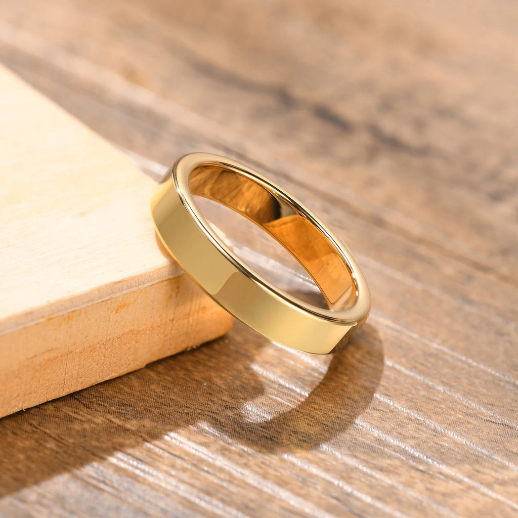 Basic 2/4/6 MM Wide Wedding Couple Ring for Women Men, PVD Gold Color Geometric Engagement Rings Finger Bands Jewelry
