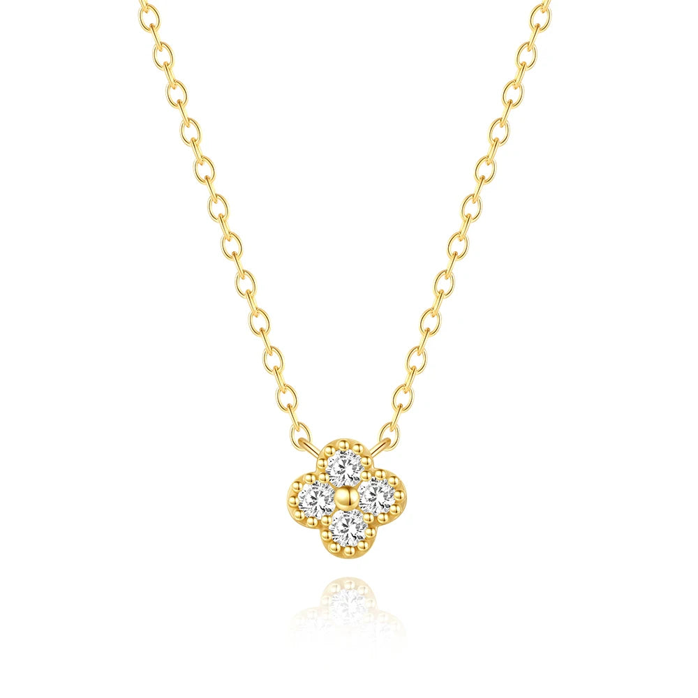 Aide Plata Real 925 Sterling Silver Lucky Lady Necklace European And American Four-leaf Clover Chain Necklace Turquoise Necklace