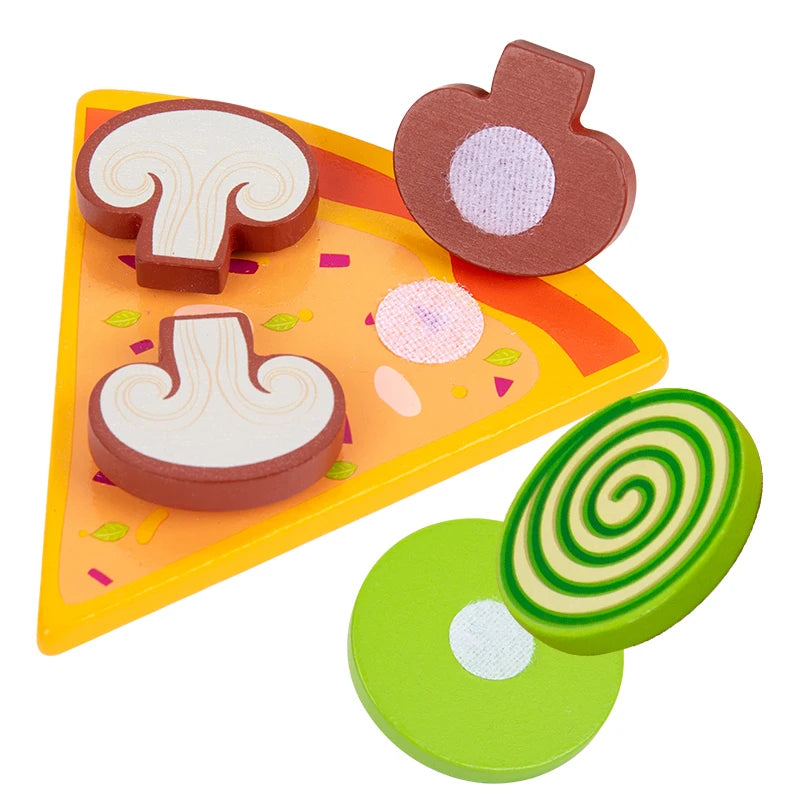 Kids Pizza Cookie Set Cutting Toy Simulation Wooden Pizza Dinette Child Toy Kitchen Pretend Play Food Cooking Kitchen Funny Toys