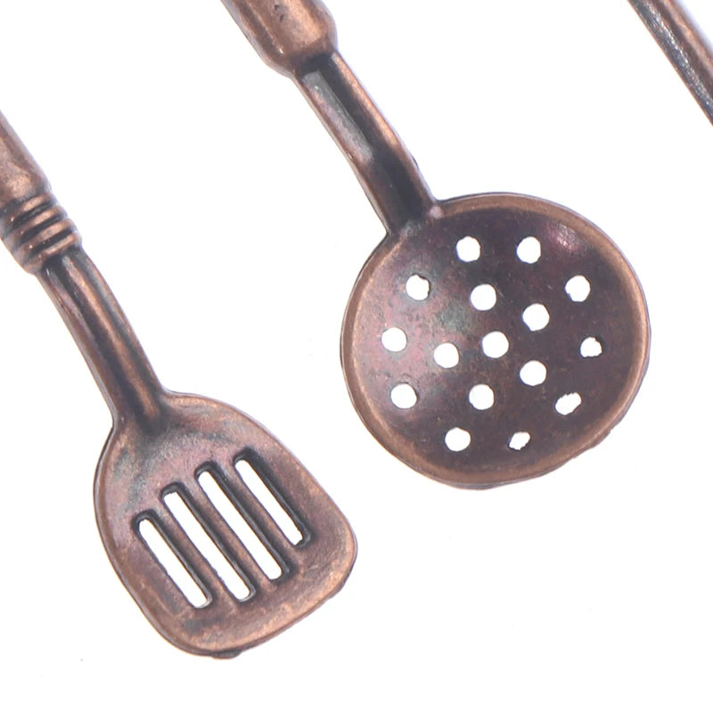 1/12 Dollhouse Miniature Accessories Mini Shovel Soup Spoon Storage Holder Simulation Furniture Kitchen Utensils For Decoration