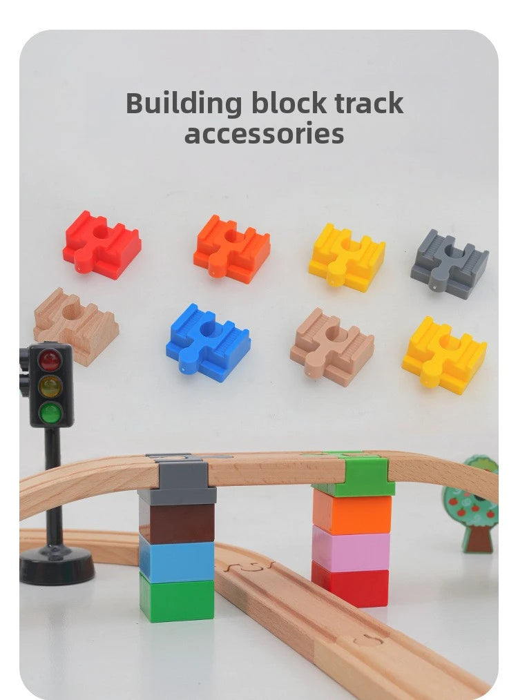 All Kinds Connectors Wooden Train Track Accessories Universal Plastic Building Blocks Adapters Fit for Brand Wooden Track Toys