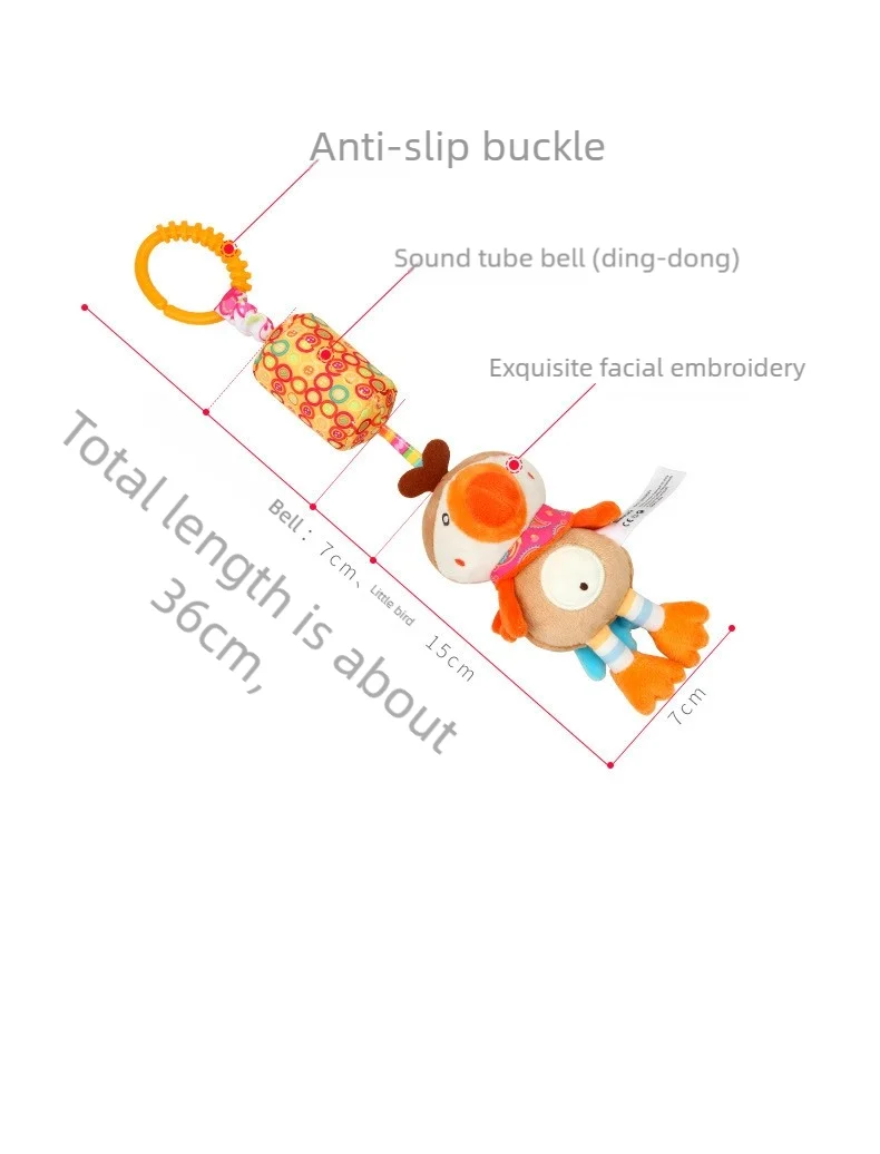 Baby Sensory Hanging Rattles Soft Learning Toy Plush Animals Stroller Infant Car Bed Crib with Teether for Babies Toddlers