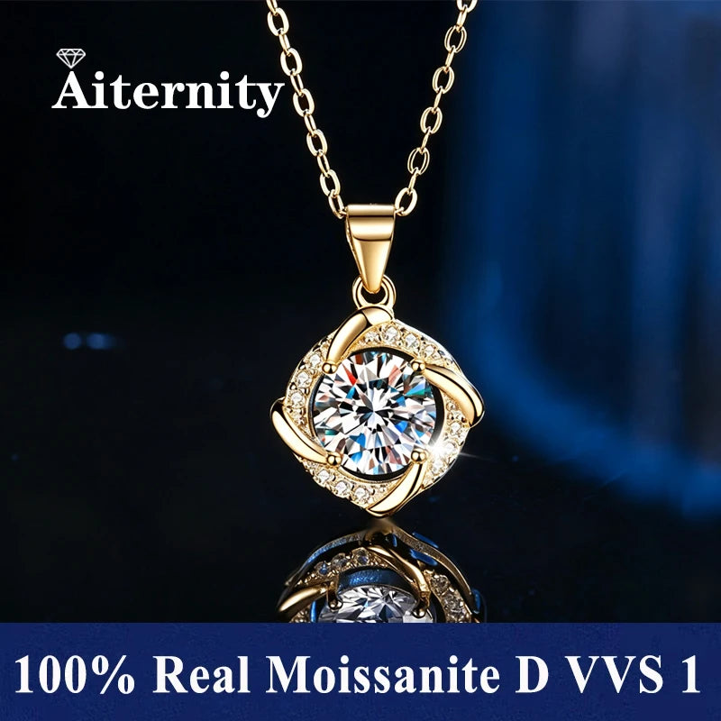 Fashion Luxury Trendy Classic 1ct GRA Moissanite Irregular Sqaure Necklace For Charm Women 925 Silver Party Jewelry Gift