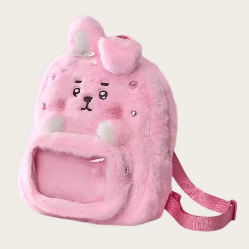 Cute Animal Plush Mini Backpack Soft Cartoon Shoulder Bag Casual Storage Bag Kids Travel School Gift
