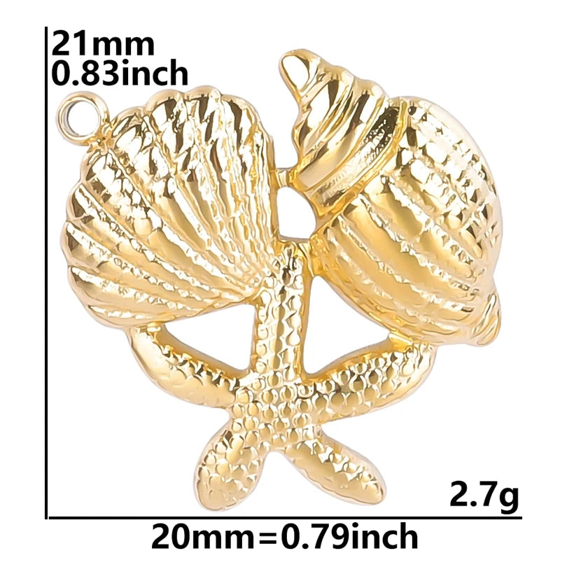 5Pcs/Lot Stainless Steel Sea Animal Starfish Cicada Shell Pendant Jewelry DIY Goth Sacred Heart Sunflower Heart подвеска Bulk
