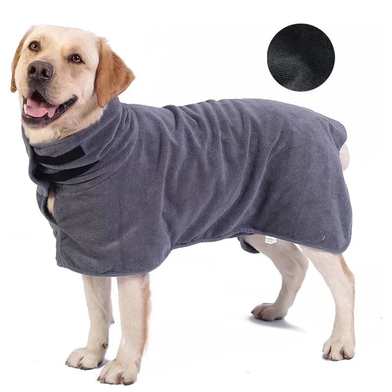 Fast Drying Dog Bathrobe, Microfiber Absorbent Soft Pet Bath Towel Grooming Coat for All Sizes