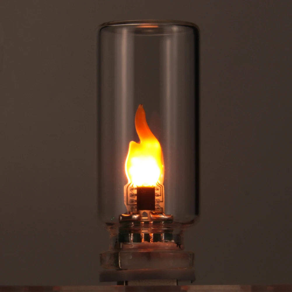 USB Flame Flickering LED Frosted Clear Glass Candle Night Light Simulated Flame for Car Home Room Laptop PC Festival Decoration