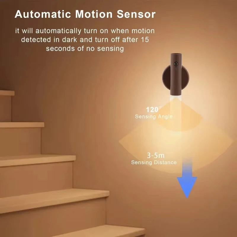 LED Rechargeable Magnetic Wall Lamp Smart Motion Sensor Night Light Portable for Hallway Bedroom Stairs Bathroom Cabinets Decor