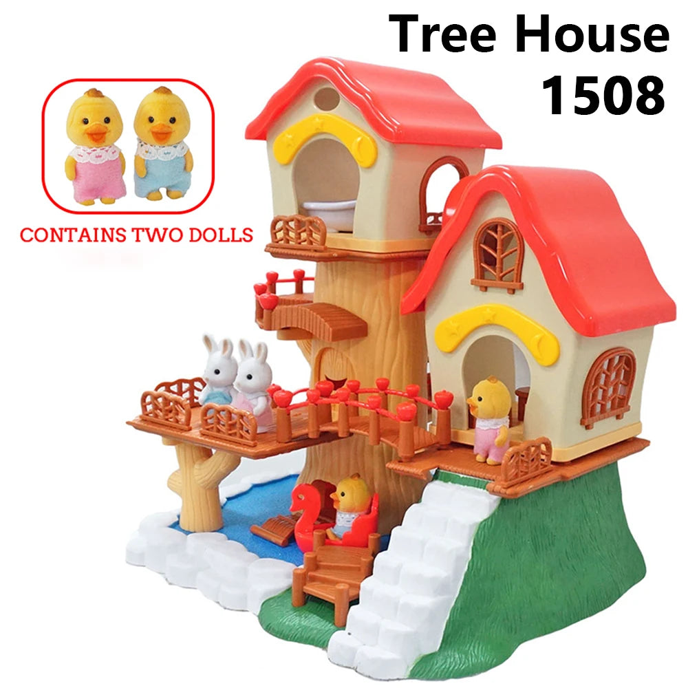 1:12 Micro Deluxe Villas Dollhouse Castle Treehouse Auditorium Play House Miniature Furniture Model Kitchen Toy Girls Gift