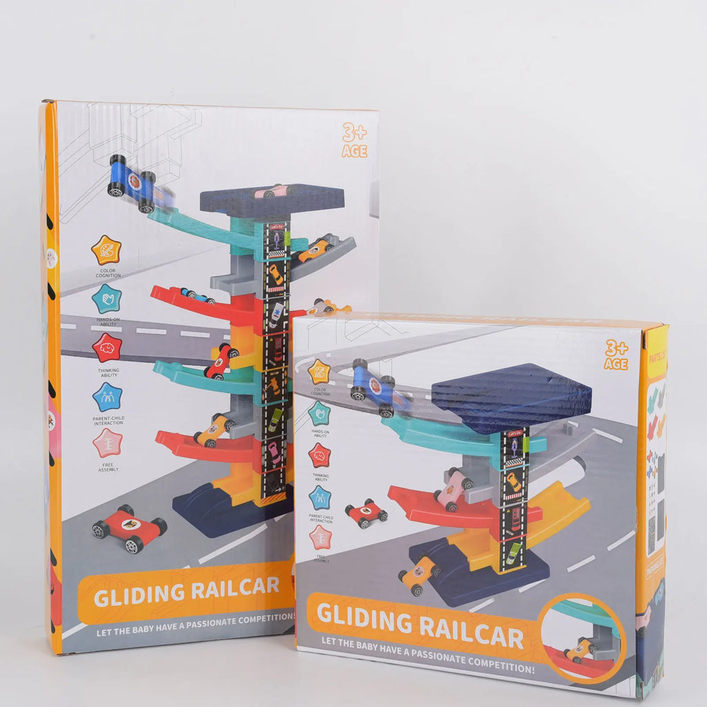 Children'S Gliding Track Car Mini Car Inertia Girl Baby 3-Year-Old Boy Toy Multi Layer Cartoon Puzzle Slide Car