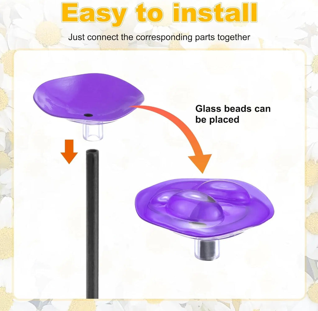 2Pcs Vibrant Floral Bee Water Station with Beads Outdoor Garden Insect Butterfly Drinking Cup Hummingbird Feeder Yard Art Decor