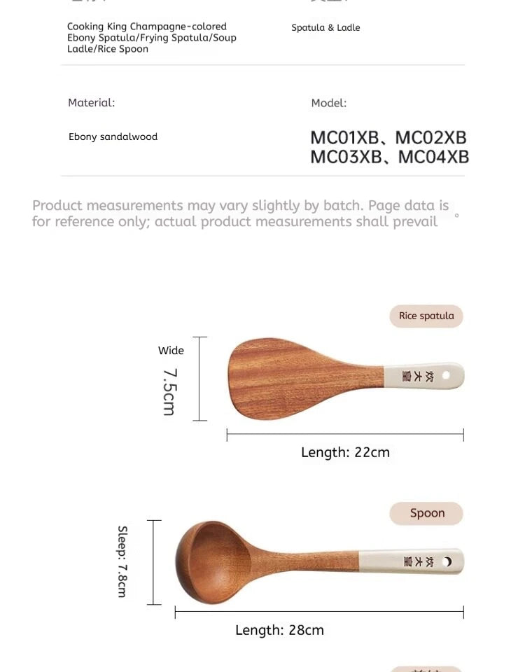 COOKER KING 4 In1 Cooking Tool Set Ebony Spatula and Spoon for Kitchen Use Kitchenware Exquisite Kitchen Tools Gift To Family