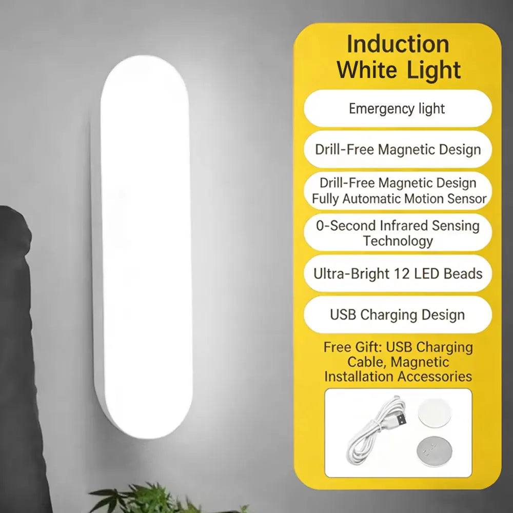 Night Lights Wireless LED Motion Sensor Lamp USB Rechargeable Magnetic For Kitchen Closet Wardrobe Stairs Lighting