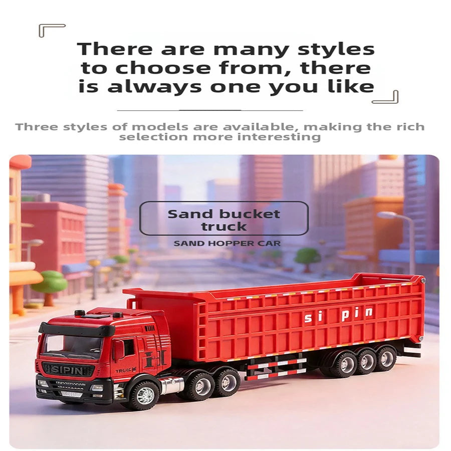 1pc Child 1:24 Engineering Vehicle Diecast Toy Car Model Light Detachable Body Toy for Kid Birthday Gift Collection Decoration