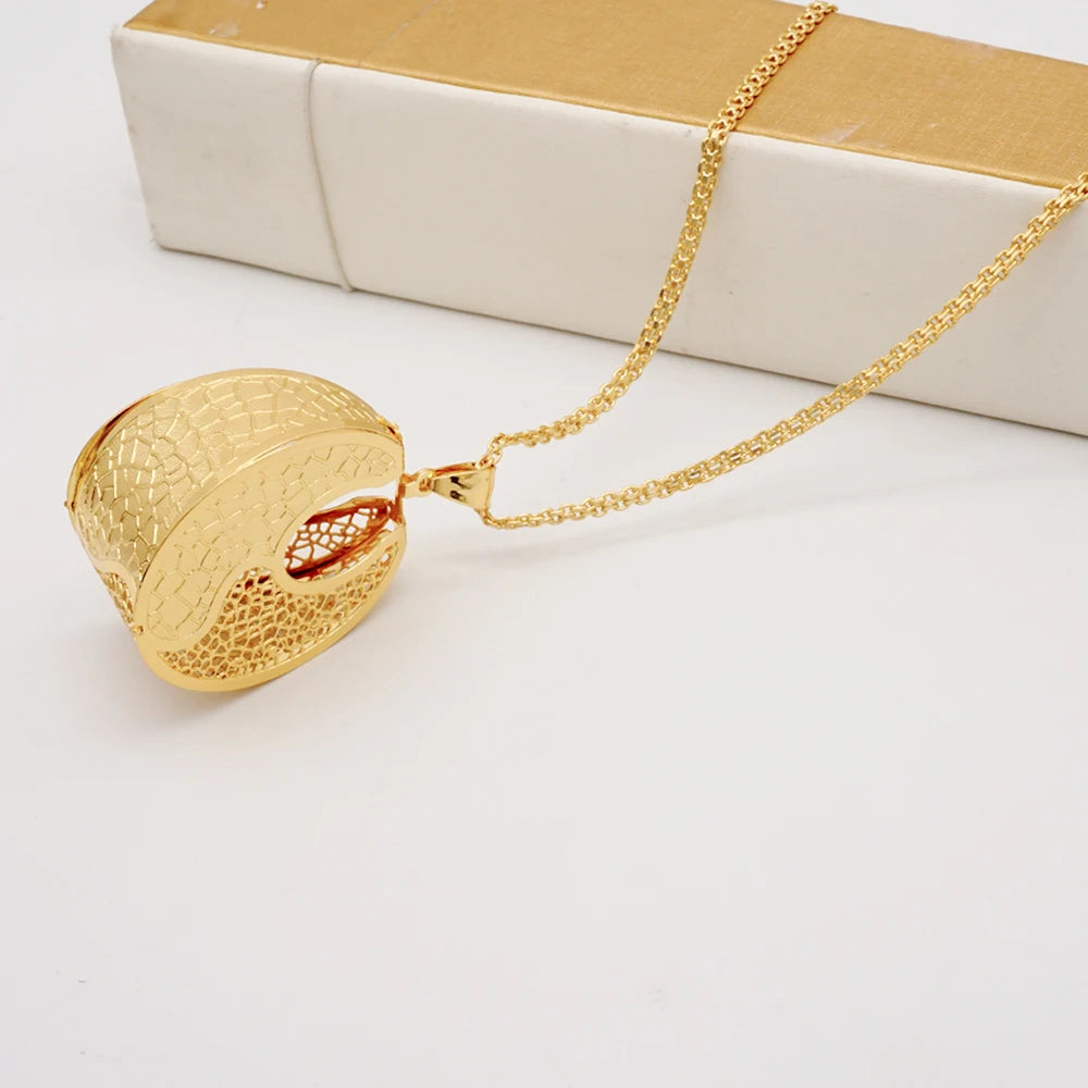 Fashion Dubai Jewelry Sets Gold Color Pendant Copper Classic Earrings Necklace For Women Daily Wear Party Anniversary Gifts