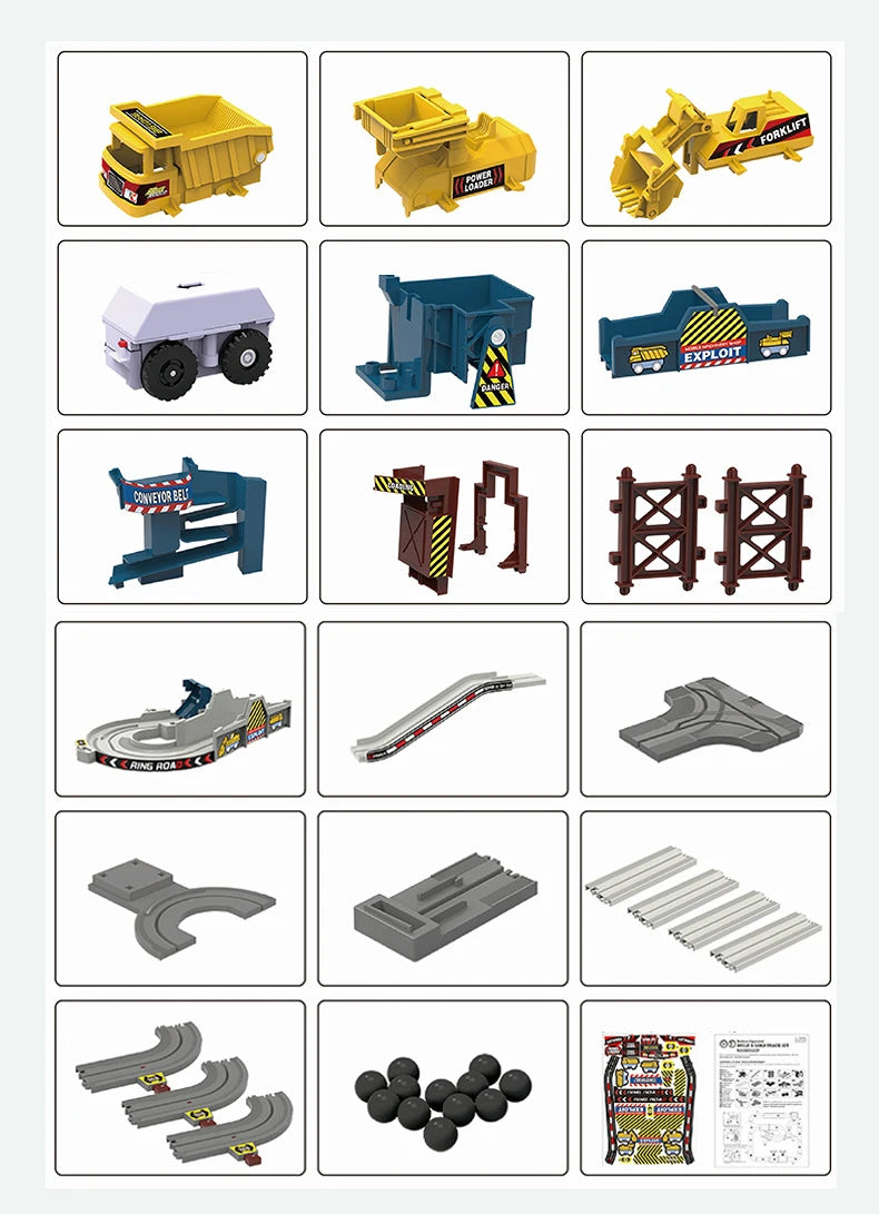 Adventure Powered Mine Cart Track Racing Rail Set Electric Engineering Vehicle Toy Educational Railway Adventure Family Gift Kid