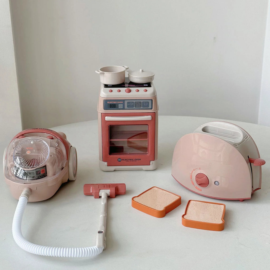 Kids Simulation Kitchen Appliances Sets Toy Mini Blender Coffee Maker Washing Machine Pretend Play Creative Electric Game Gift
