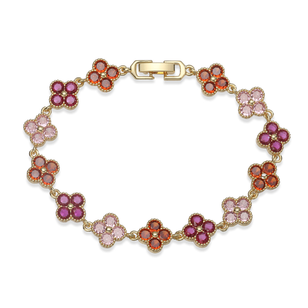 Multi-Color Women's Zircon Flower Delicate Bracelet/Necklace Rainbow Jewelry Gift Optional Mix-and-Match 1 Pcs