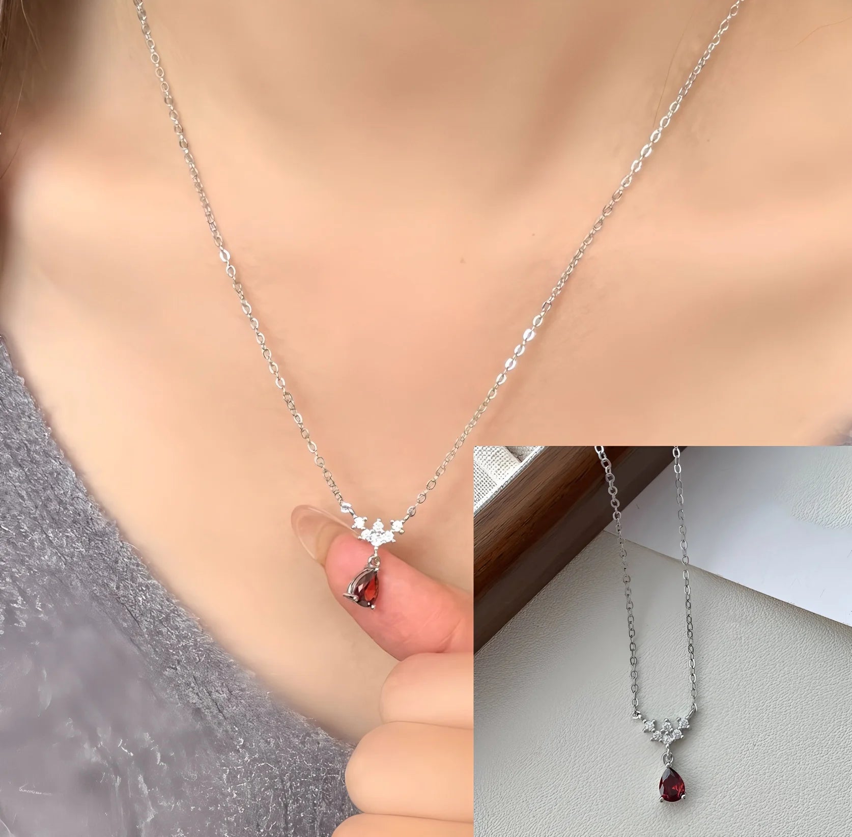 PANJBJ 925 Sterling Silver Onyx Necklace for Women Girl Concise Individuality Fashion Jewelry Birthday Gift Dropshipping