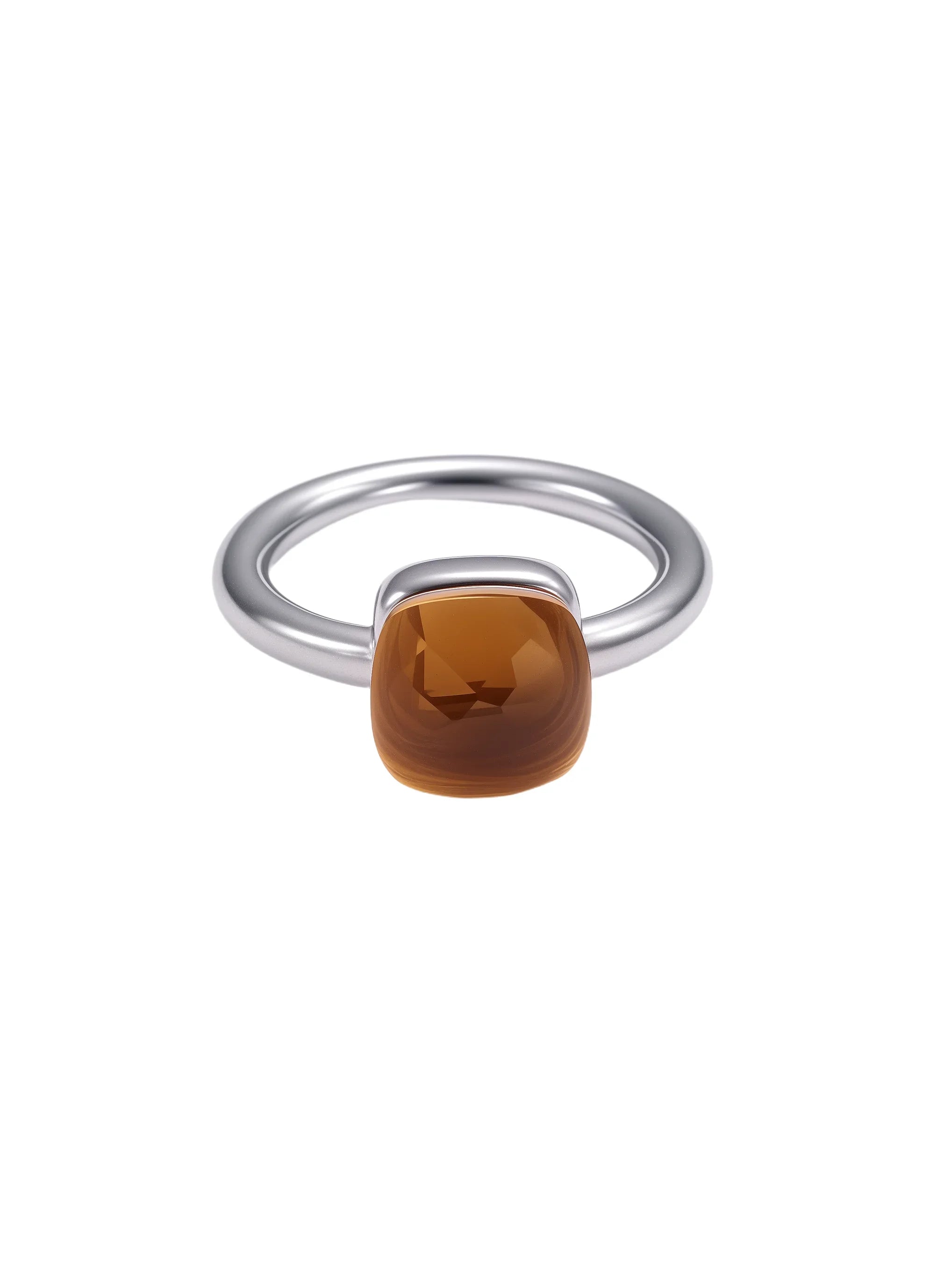 Colorful Crystal Nude Ring for Women 18K Gold Plated Stainless Steel Candy Color Square Stone Statement Rings Jewelry Gift