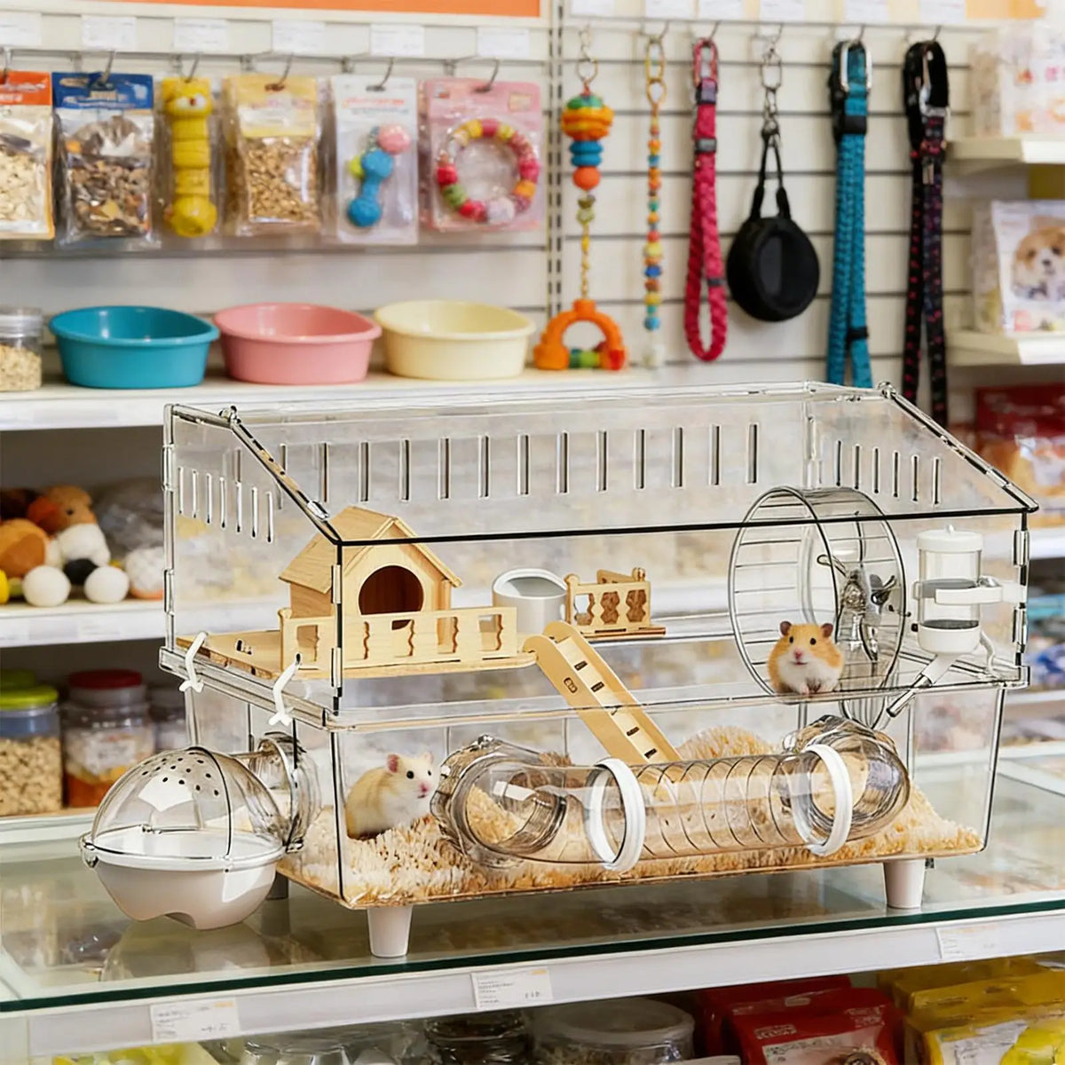 Large Hamster Cage 17.7x11.8x13.5 in Enrichment Detachable Crate Pet Mouse Cage for Outdoor Travel Pet Small Animal House Play