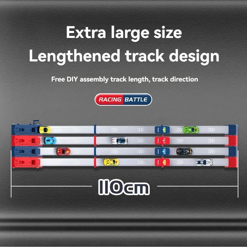 110CM Kid Track Car Racing Set with Mini Cars Toy DIY Assembled Track Kits Catapult Rail Car Strategy Interactive Game Boy Gift