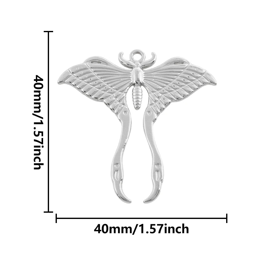 5pcs Stainless Steel Bee Spider Cicada Butterfly Dragonfly Flower Tree Grass Pendants Insects Charms Jewelry Making Accessories