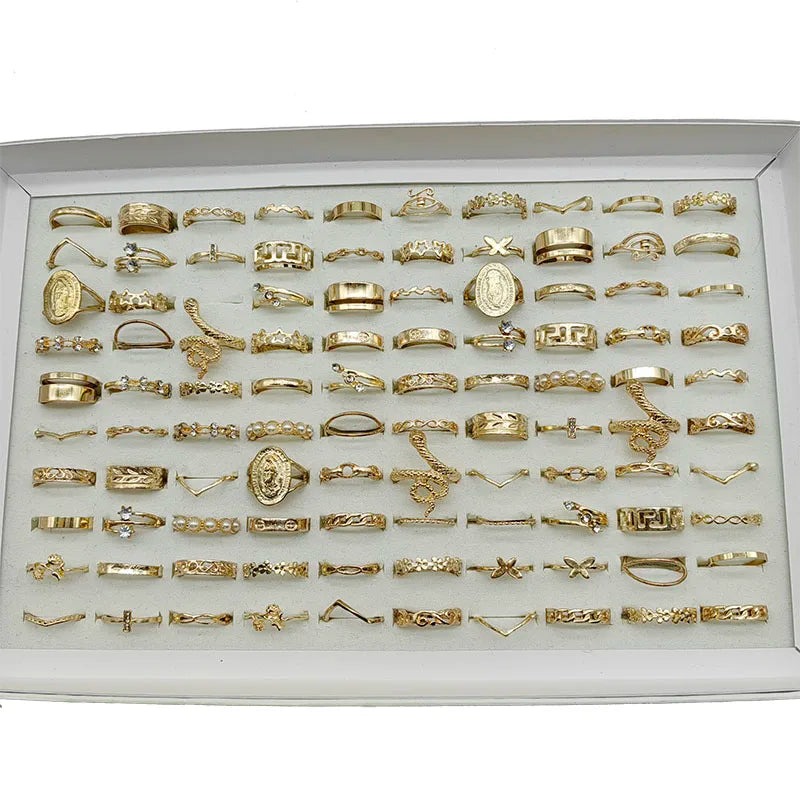 50000 Style Different Finger Rings Wholesale In Stock 100pc/Lot Hot Vintage Silver Gold Color New Alloy Joint Ring Party Women