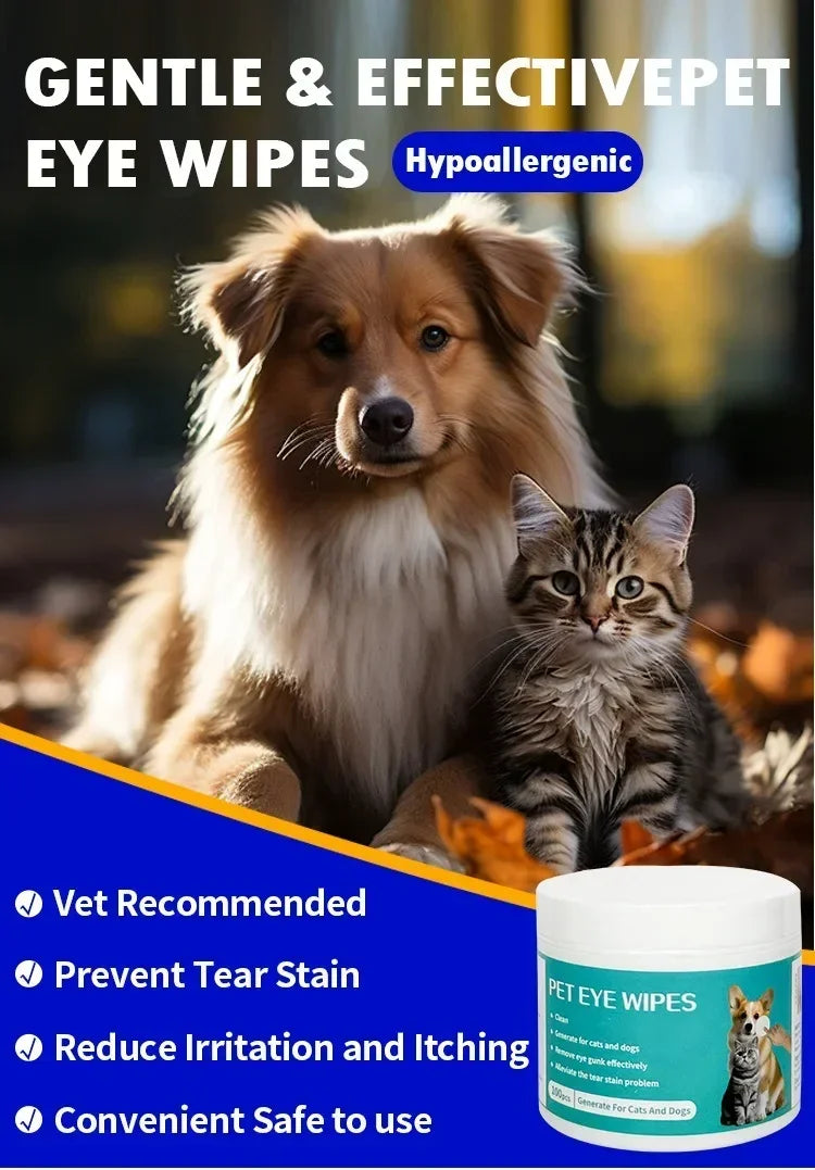Eye Wipes Tartar Removal Pet Grooming Wet Tissue Clean Care Cats Dogs Pet Cleaning Supplies Eliminator