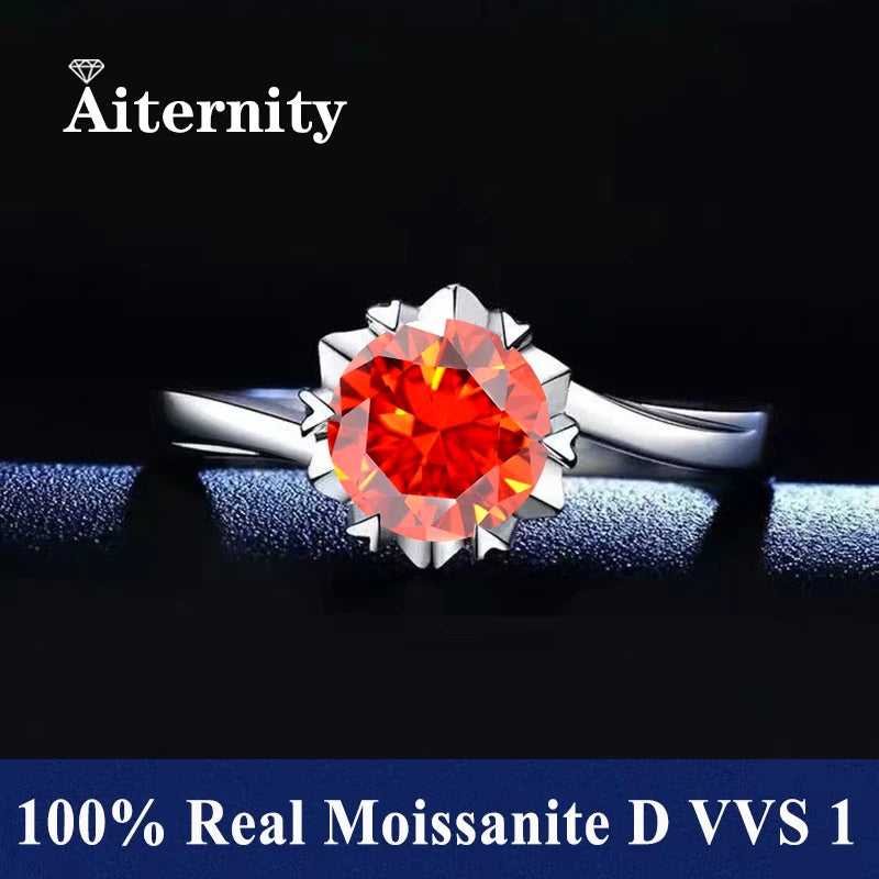 Men And Women's Moissanite Wedding Ring D VVS1 Adjustable Size S925 Silver GRA Certificate Wedding Ring