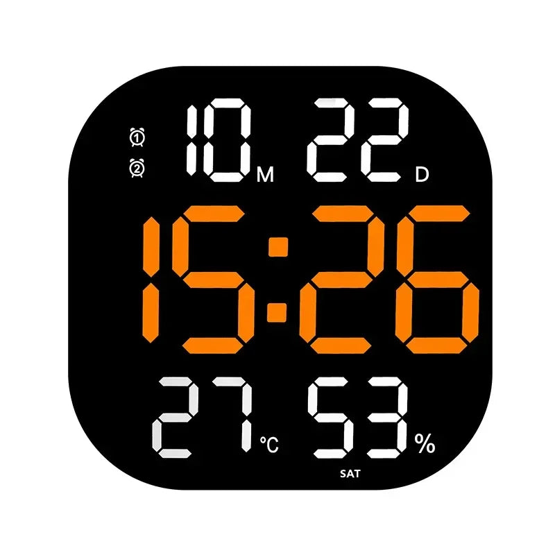 13inch LED Large Digital Wall Clock with Remote Control TEMP Humidity Week Auto Dimmer 12/24H Alarm Clock for Home Office Decor