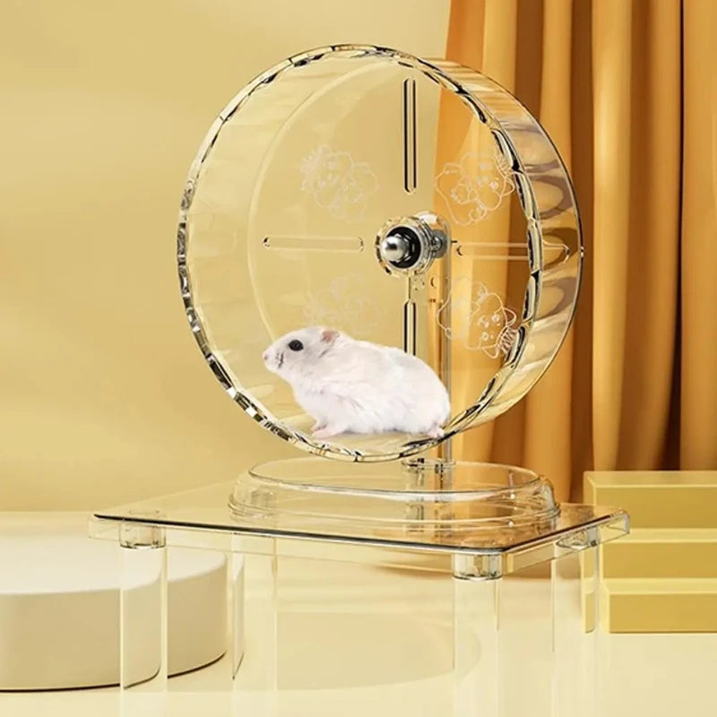 Silent Widened Transparent Running Wheel for Hamsters Small Pet Roller Bearing Support Toy Exercise Equipment for Rodents